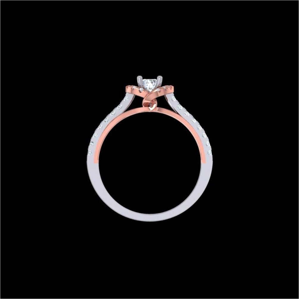 Rose Gold Diamond Halo Engagement Ring – Two Tone White & Rose Gold Ring for Women 10K | 14K | 18K