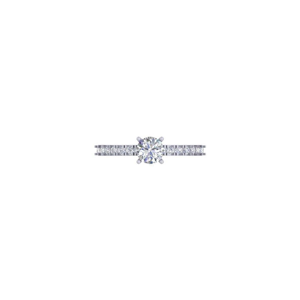 Classic Solitaire Diamond Engagement Ring – White Gold Ring with Accent Stones 10K | 14K | 18K