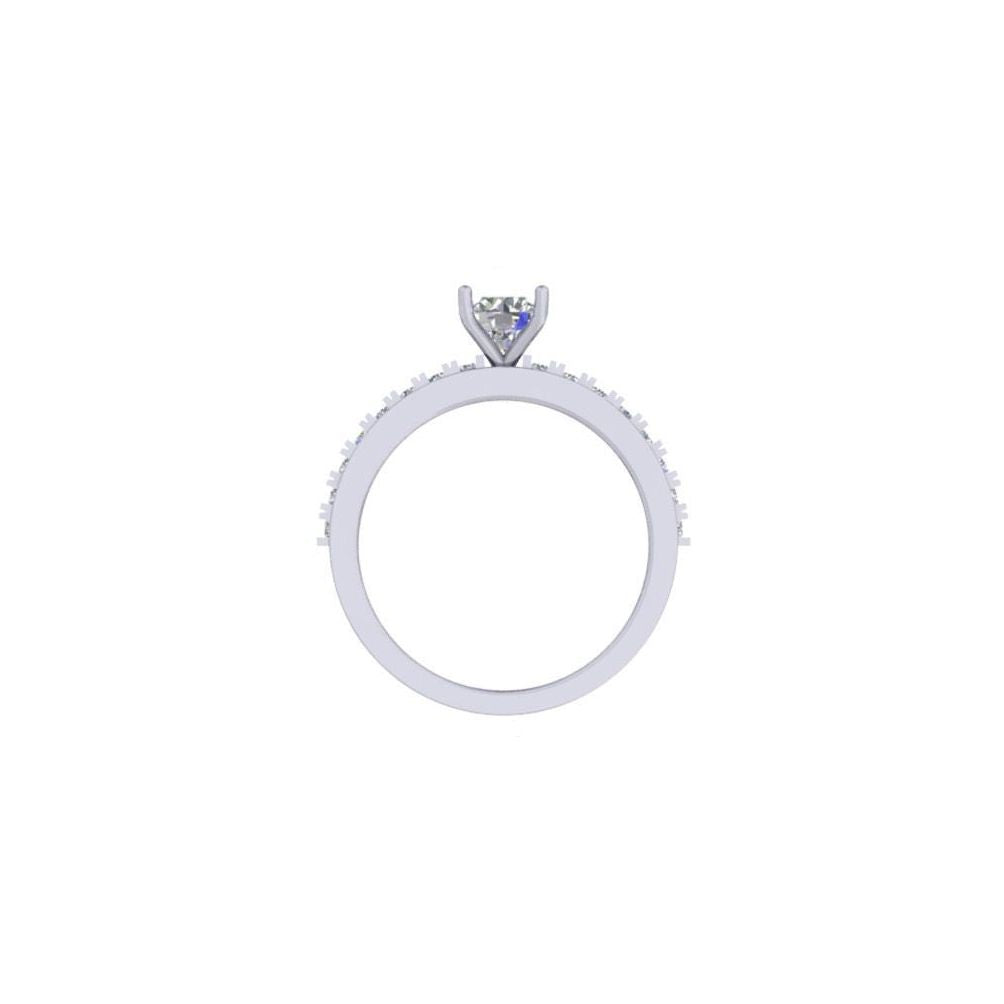 Classic Solitaire Diamond Engagement Ring – White Gold Ring with Accent Stones 10K | 14K | 18K
