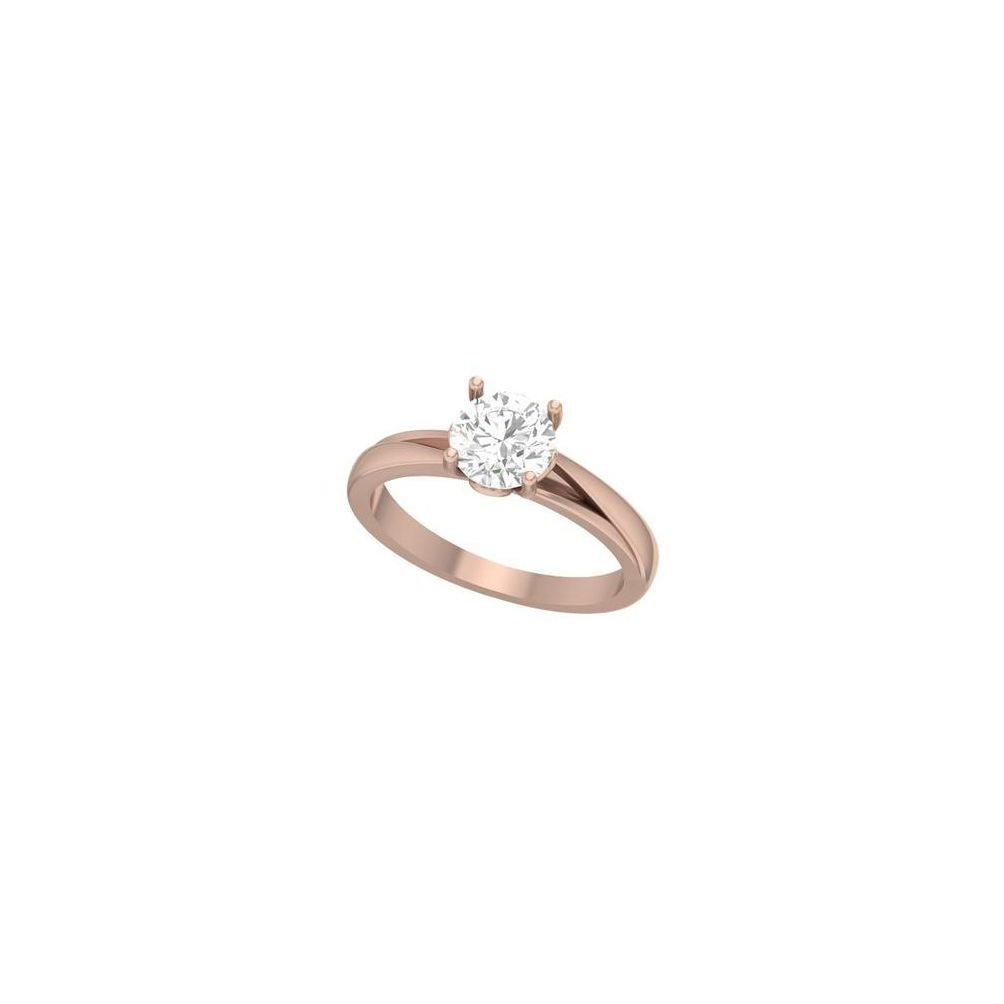 Round Cut Solitaire Diamond Ring – Rose Gold Engagement Ring for Women 10K | 14K | 18K