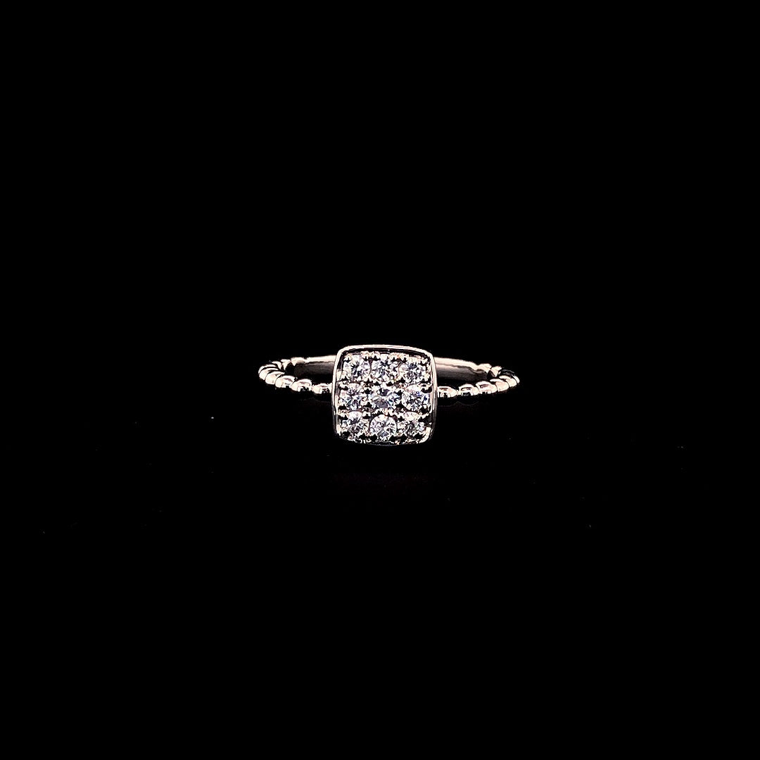 Square Cluster Silver Ring with Sparkling CZ – Modern & Elegant Design