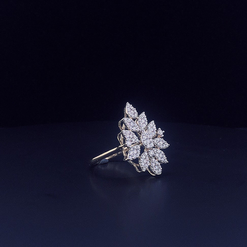 Floral Cluster Silver Ring with Teardrop CZ Stones – Statement Cocktail Ring for Women