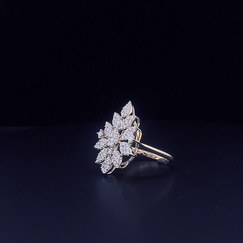 Floral Cluster Silver Ring with Teardrop CZ Stones – Statement Cocktail Ring for Women