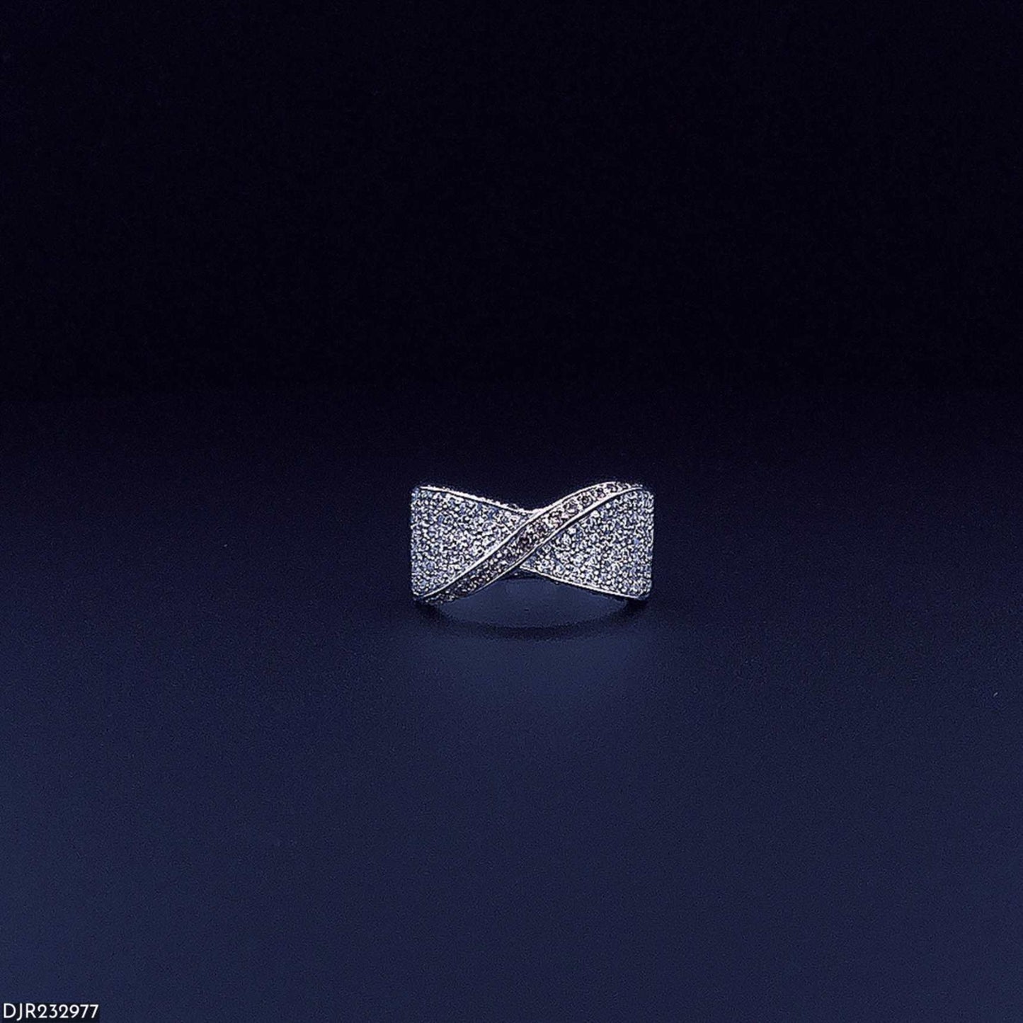Silver Infinity Band Ring with Pave CZ Stones – Elegant Wide Statement Ring for Women