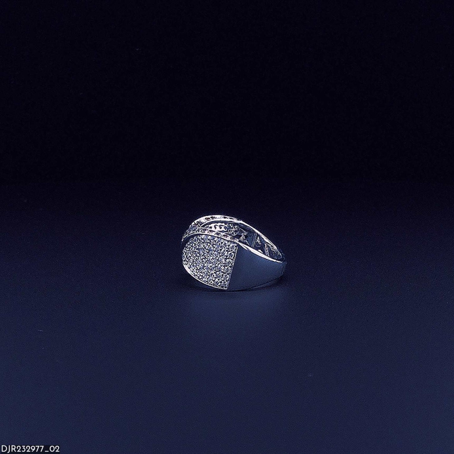 Silver Infinity Band Ring with Pave CZ Stones – Elegant Wide Statement Ring for Women