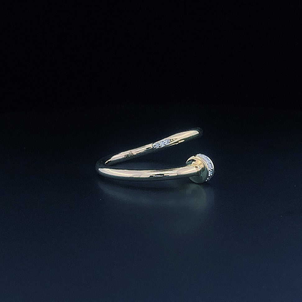 Minimalist Adjustable Silver Ring with CZ Accents – Elegant Open Band Design for Women