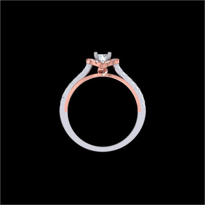 Rose Gold Diamond Halo Engagement Ring – Two Tone White & Rose Gold Ring for Women 10K | 14K | 18K