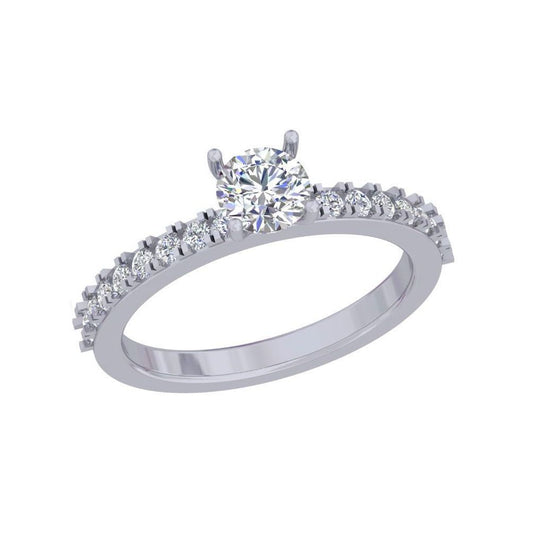 Classic Solitaire Diamond Engagement Ring – White Gold Ring with Accent Stones 10K | 14K | 18K
