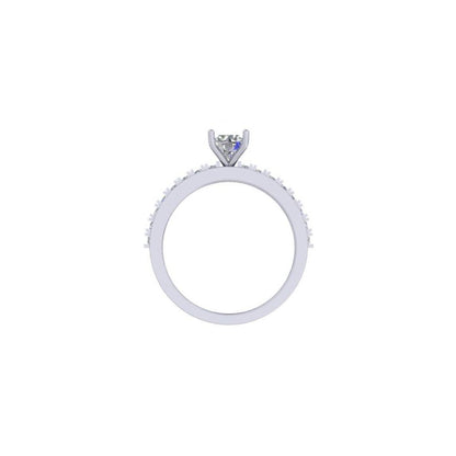 Classic Solitaire Diamond Engagement Ring – White Gold Ring with Accent Stones 10K | 14K | 18K