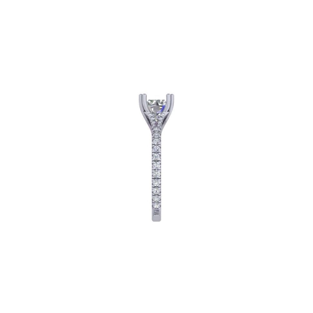 White Gold Solitaire Diamond Engagement Ring – Pavé Band Classic Ring for Women 10K | 14K | 18K