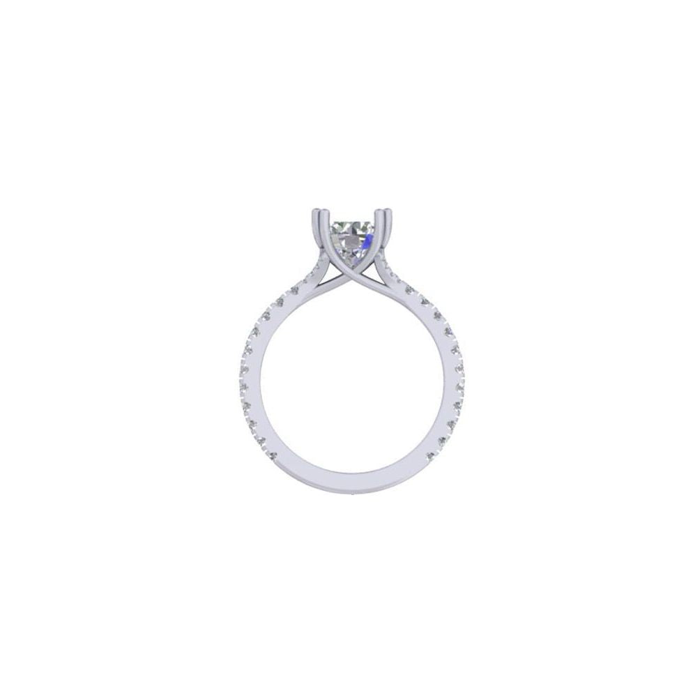 White Gold Solitaire Diamond Engagement Ring – Pavé Band Classic Ring for Women 10K | 14K | 18K