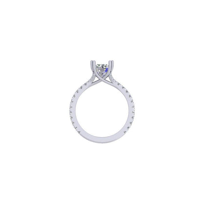 White Gold Solitaire Diamond Engagement Ring – Pavé Band Classic Ring for Women 10K | 14K | 18K