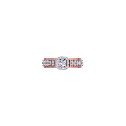 Double Band Halo Diamond Ring – Rose Gold Engagement Ring for Women 10K | 14K | 18K