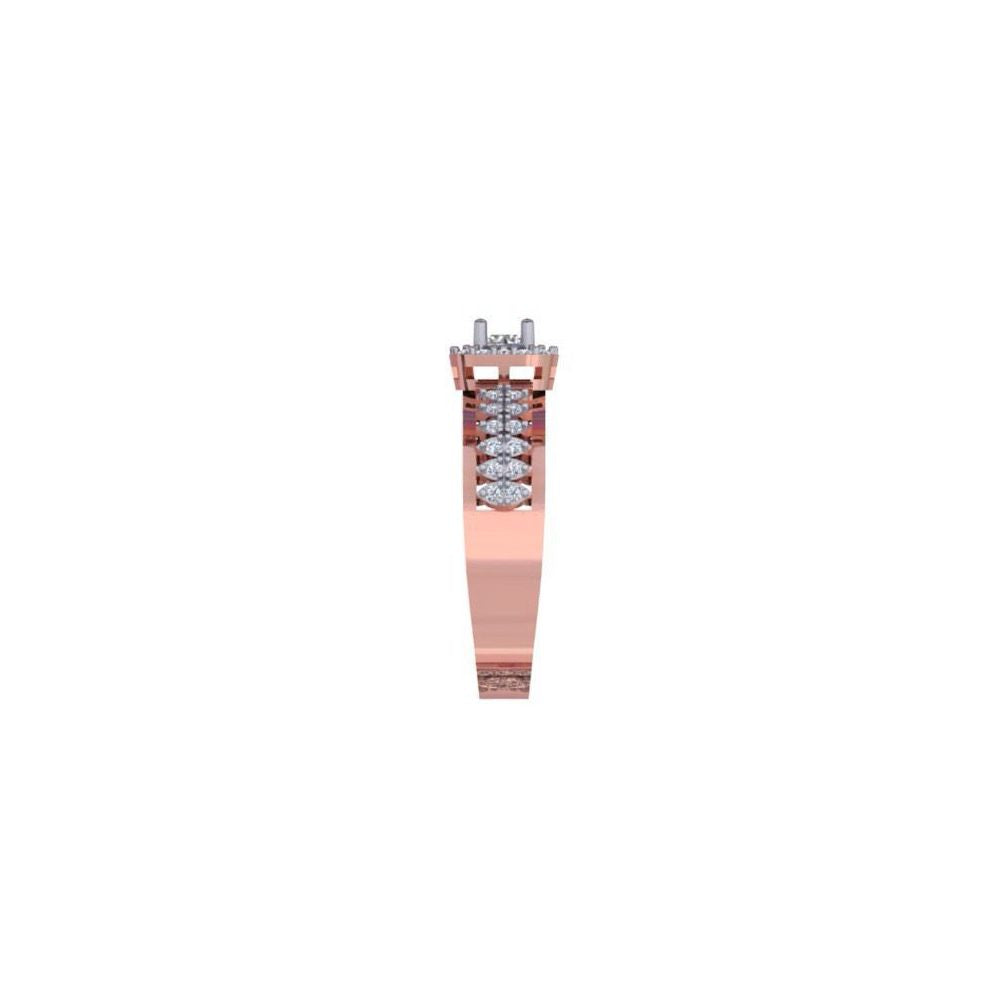 Double Band Halo Diamond Ring – Rose Gold Engagement Ring for Women 10K | 14K | 18K