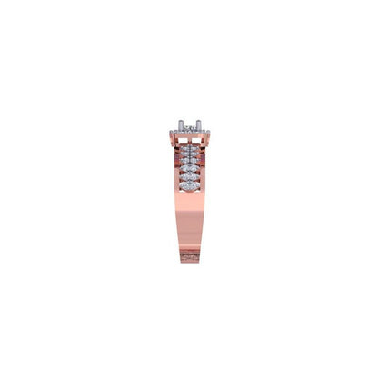 Double Band Halo Diamond Ring – Rose Gold Engagement Ring for Women 10K | 14K | 18K