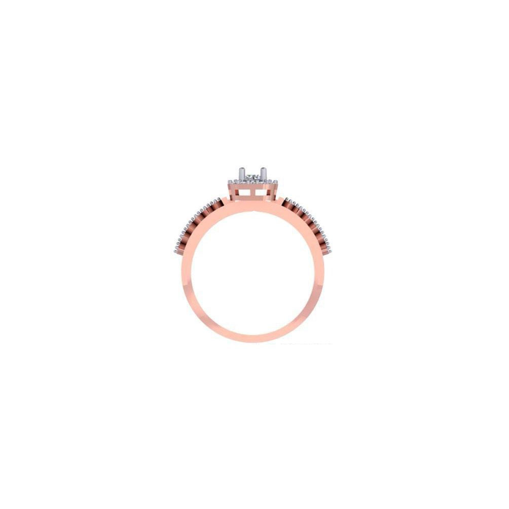 Double Band Halo Diamond Ring – Rose Gold Engagement Ring for Women 10K | 14K | 18K