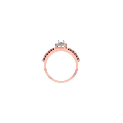 Double Band Halo Diamond Ring – Rose Gold Engagement Ring for Women 10K | 14K | 18K