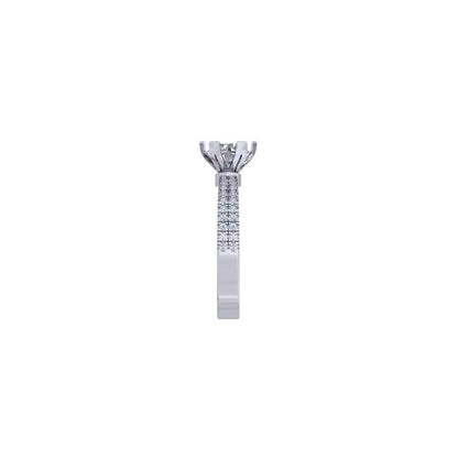 White Gold Solitaire Diamond Ring – Pavé Double Row Band Engagement Ring 10K | 14K | 18K