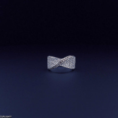 Silver Infinity Band Ring with Pave CZ Stones – Elegant Wide Statement Ring for Women