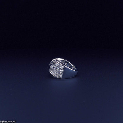 Silver Infinity Band Ring with Pave CZ Stones – Elegant Wide Statement Ring for Women