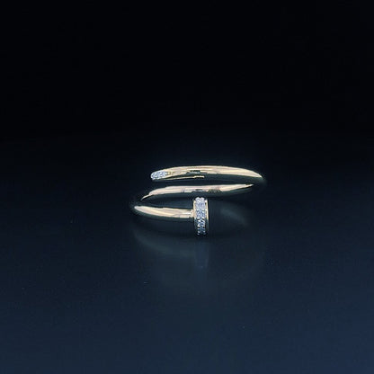 Minimalist Adjustable Silver Ring with CZ Accents – Elegant Open Band Design for Women