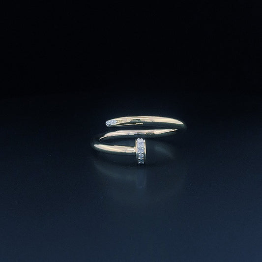 Minimalist Adjustable Silver Ring with CZ Accents – Elegant Open Band Design for Women