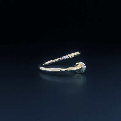 Minimalist Adjustable Silver Ring with CZ Accents – Elegant Open Band Design for Women
