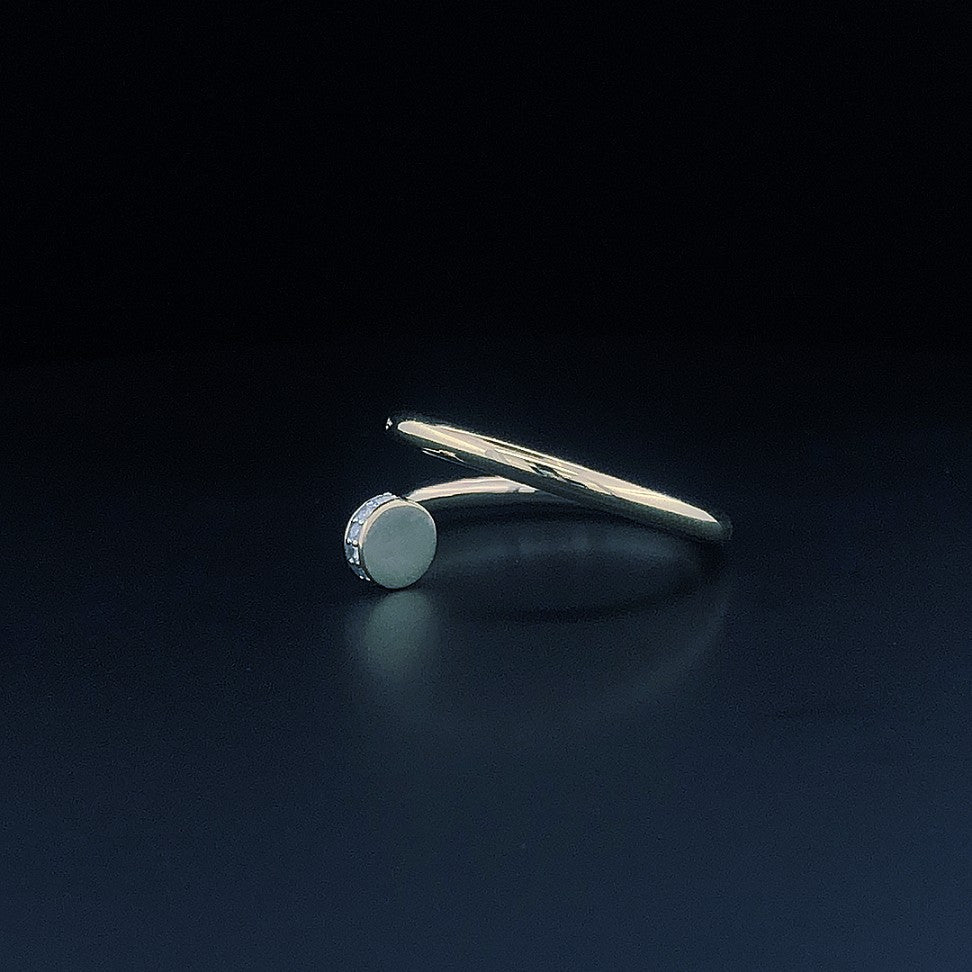 Minimalist Adjustable Silver Ring with CZ Accents – Elegant Open Band Design for Women