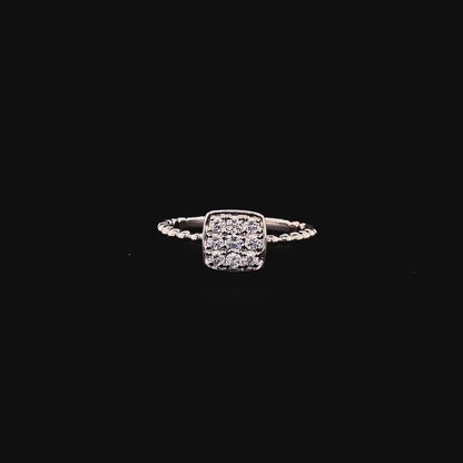 Square Cluster Silver Ring with Sparkling CZ – Modern & Elegant Design