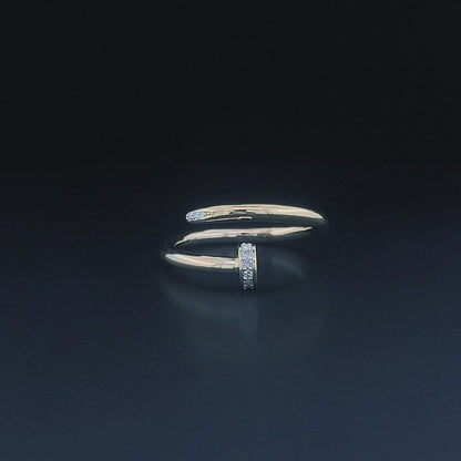 Minimalist Adjustable Silver Ring with CZ Accents – Elegant Open Band Design for Women
