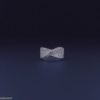 Silver Infinity Band Ring with Pave CZ Stones – Elegant Wide Statement Ring for Women